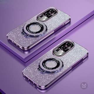 Ốp điện thoại Cho OPPO Reno 13 12 11 Pro 13F 12F 11F 8T Reno 10 Pro Plus Sang Trọng Gradient Lấp Lánh Mạ Đứng Giá Đỡ Ốp điện thoại Silicon Từ Tính