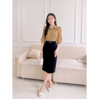 Set áo sơ mi công sở + chân váy cao cấp emvy fashion h31, cv31