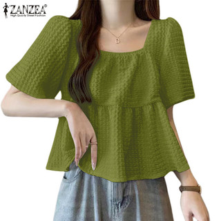 Zanzea Áo kiểu dáng rộng cổ thuyền ngắn tay cổ chữ A kiểu Hàn Quốc dành cho nữ