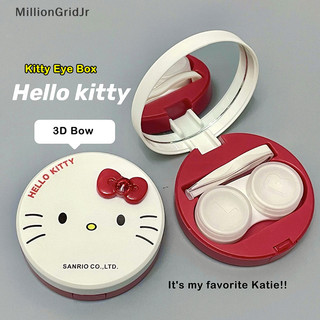 Mlg Hello Kitty Hộp đựng kính áp tròng Phim hoạt hình Sanrio Beauty Học sinh Hộp lưu trữ du lịch Hộp đựng ống kính di động W / Đeo nhíp JR