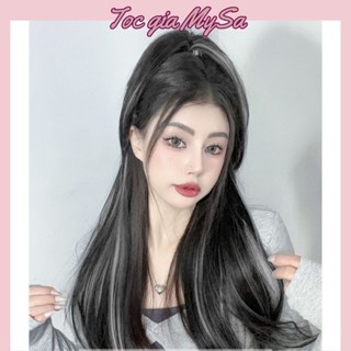 Tóc kẹp phím 3 dải thẳng light màu bạc 60 cm, làm dày và phồng tóc tự nhiên, có thể sử dụng nhiệt