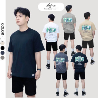 Áo phông nam BUFUN hoạt tiết hoa in hình basic vải mềm mại, thoáng mát
