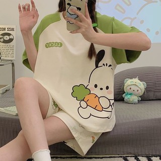 Bộ Đồ Ngủ Cotton Nguyên Chất Cho Nữ Mùa Hè Mới Học Sinh Ins Phong Cách Trẻ Trung, Dễ Thương Và Đẹp Trai Bộ Quần Áo Gia Đình Có Thể Đeo Bên Ngoài