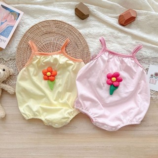 Quần áo sơ sinh Bộ đồ liền thân cho bé 3D Floral Sling Áo liền quần bé gái sơ sinh 0-2 tuổi