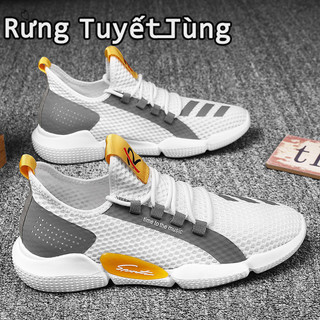 Rừng Tuyết Tùng☘Giày chạy bộ dệt kim bay mới dành cho nam, giày thể thao du lịch bằng vải dừa hợp thời trang