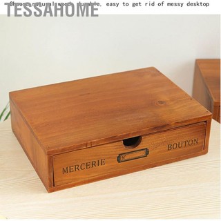 Tessahome vintage hộp gỗ ngăn kéo tổ chức máy tính để bàn sắp xếp lưu trữ bằng gỗ để bàn hộp lưu trữ