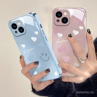Smiley Heart Apple 15 Ốp Điện Thoại 14 Kính 13Pro Gradient 12 11 Cao Cấp XR Xs Max Nữ 8 7plus Dán Mềm Màu Môi 2023 Mới Nhất Bảo Vệ Dành Cho Nữ Sinh Viên