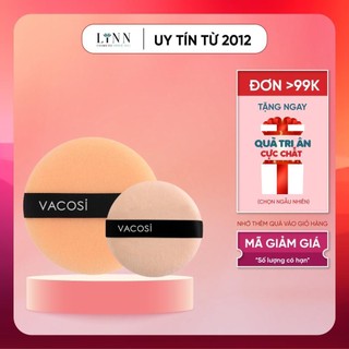 Bông đánh phấn Vacosi khô size lớn - nhỏ - bông phủ phấn tròn - bông trang điểm mềm mịn bám phấn tốt