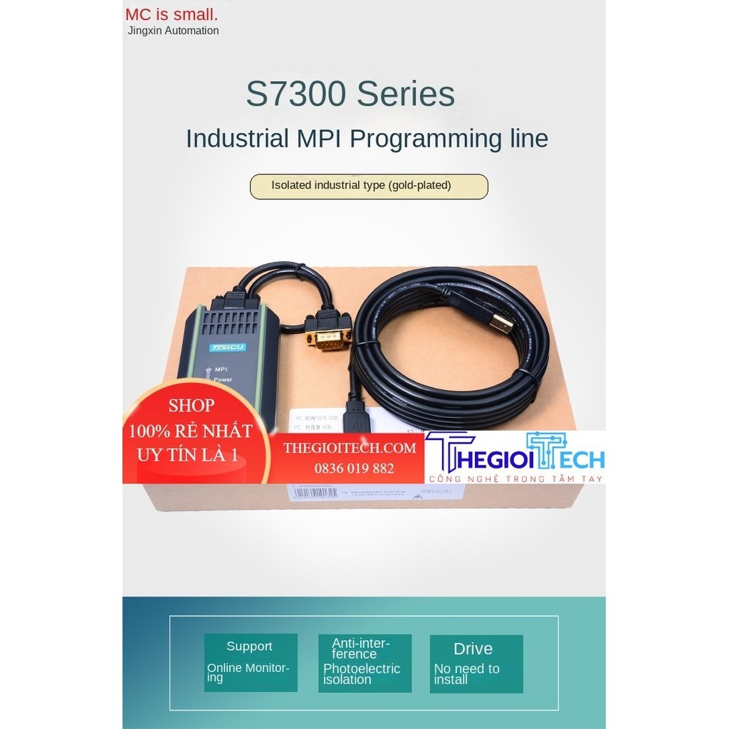 Cáp lập trình 6ES7972-0CB20-0XA0 cho PLC Siemens S7-200/300/ 400 6ES7972-0CB20-0XA0 S7 200 300 400plc  USB-MPI - 3m