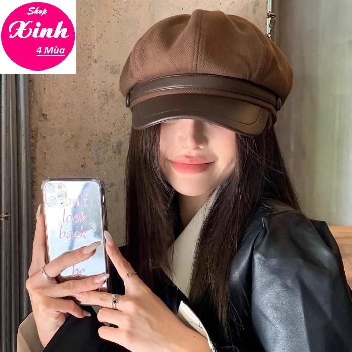 Mũ Nồi Lưỡi Trai Vải Kaki Phối Da PU Sang Trọng Trẻ Trung có dây điều chỉnh size đầu (P045SX4M) | BigBuy360 - bigbuy360.vn