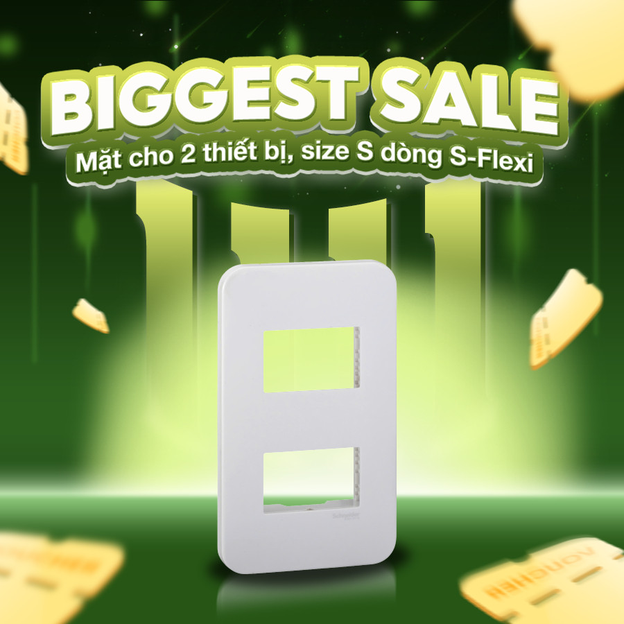 Mặt cho 2 thiết bị Schneider FG1052_WE - size S - dòng S-flexi - Trắng - 2 gang