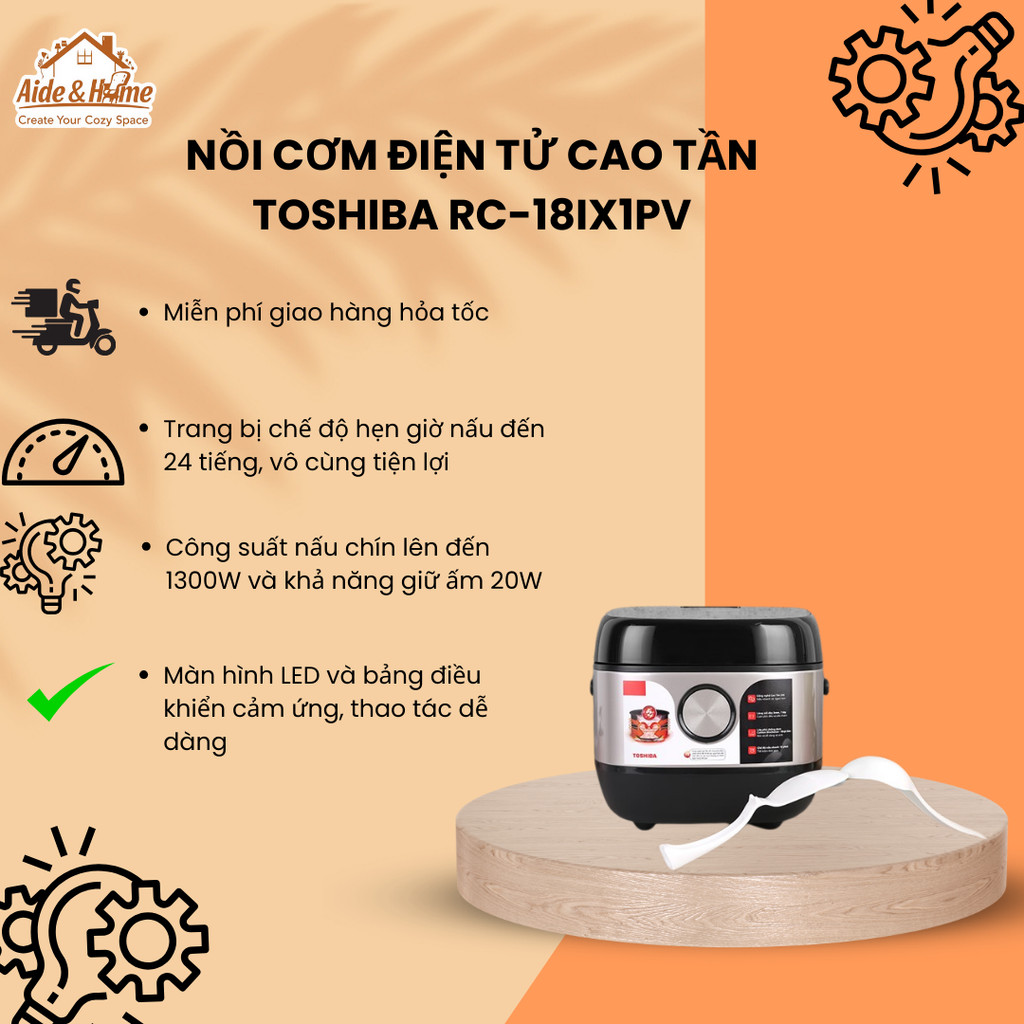 Nồi cơm điện tử cao tần Toshiba RC-10IX1PV / RC-18IX1PV  RC-10IP1PV / RC-18IP1PV - Bảo hành 12 tháng