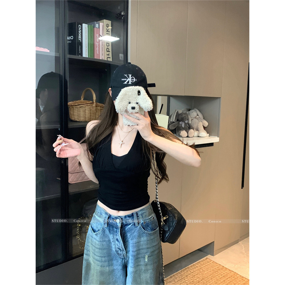 YIBEIKA Modal Pure Desire Style Hot Girl Halterneck Camisole Nữ Áo Ngắn | BigBuy360 - bigbuy360.vn