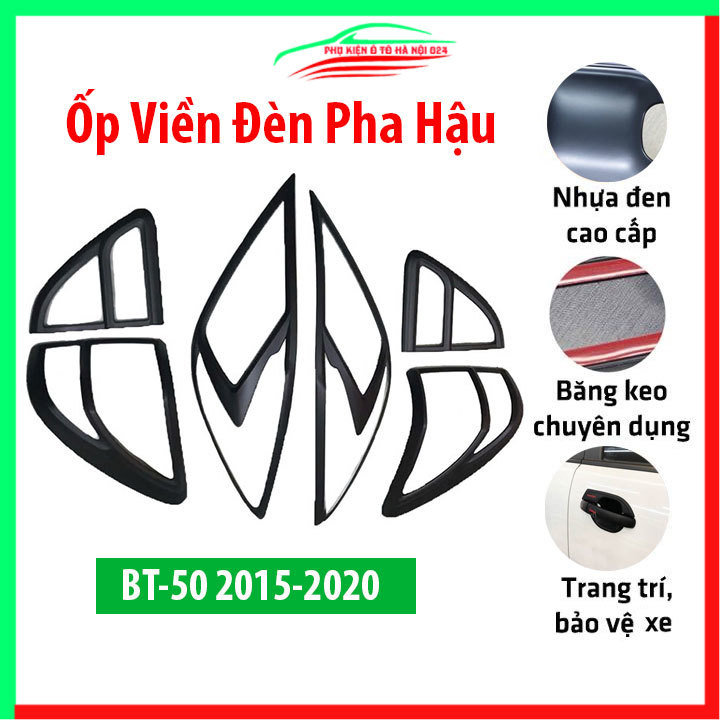 Ốp viền đèn pha hậu nhựa đen Mazda BT50 BT-50 2015-2020