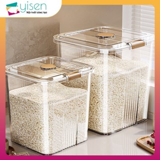 Hộp đựng gạo 5kg 10kg/15 kg/25kg Thùng gạo có bánh xe  Hộp đựng gạo chống côn trùng trong suốt