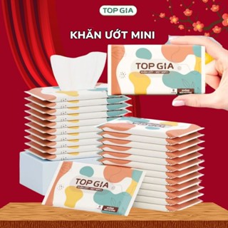 Khăn ướt mini TOPGIA cao cấp túi 10 gói 8 tờ mềm mại, không mùi không parabens dành cho em bé