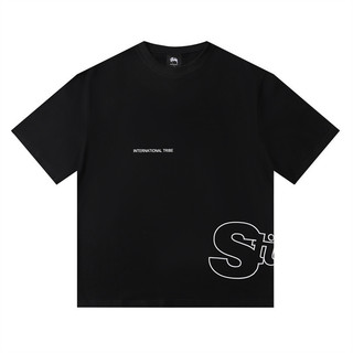 Stussy - 2024ss Áo thun ngắn tay cổ tròn in chữ thời trang mới nhấtDRTR