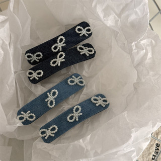 Kẹp Tóc Nữ Nơ Ngọc Trai Kẹp Tóc Denim