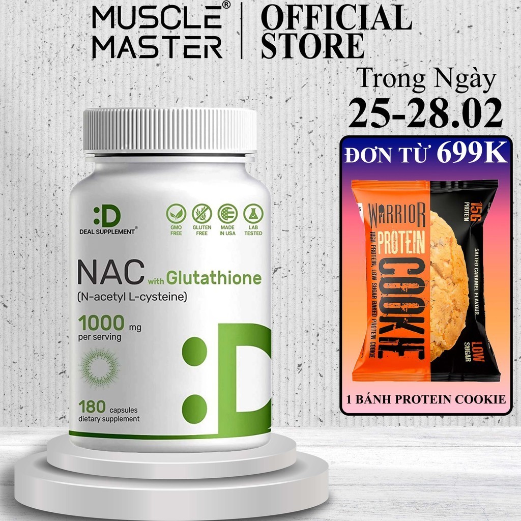 Viên Uống Giải Độc Gan và Trắng Da Deal Supplement NAC + Glutathione 240 Viên
