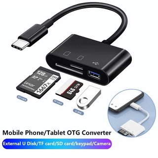 Đầu đọc thẻ nhớ 3 trong 1 bộ chuyển đổi usb type-c bộ chuyển đổi otg cho điện thoại di động máy tính đĩa u bộ chuyển đổi thẻ tf / sd