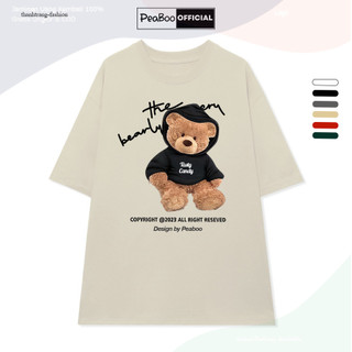Áo Thun Nữ, Áo Phông Unisex By PEABOO Mã TN Gấu Tasty Candy Chất Cotton Thoáng Mát Form Rộng Tay Lỡ  -ShopTrang