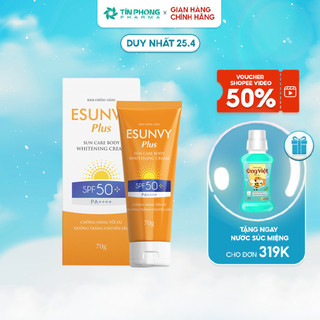 Kem Chống Nắng Body Esunvy Plus Sun Care  SPF50+/PA++++ Bảo Vệ Da Tối Ưu, Dưỡng Trắng Chuyên Sâu Tuýp 70g TMP013