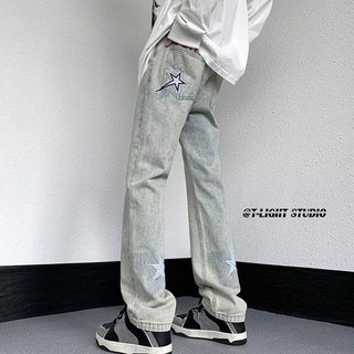 Mỹ High Street vibe Dạo Phố Mặc Đến Mắt Cá Chân Quần Jean Nam Xuân Hè Rời Thiết Kế Retro Quần