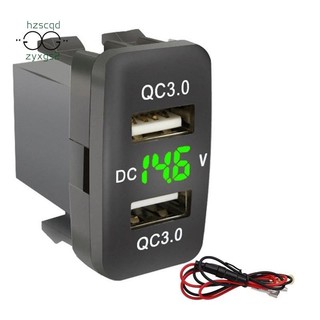 Xe hơi Dual USB3.0 Sạc nhanh có màn hình Vôn kế Bộ sạc ô tô điện áp màu đen cho