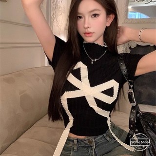 Áo thun ngắn tay nơ khâu ngọt ngào dành cho nữ