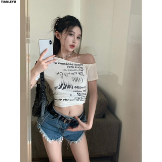 TIANLEYU áo phông áo thun nữ croptop baby tee hàn quốc Stylish Cute phổ biến WTX2440FZV 17Z240426