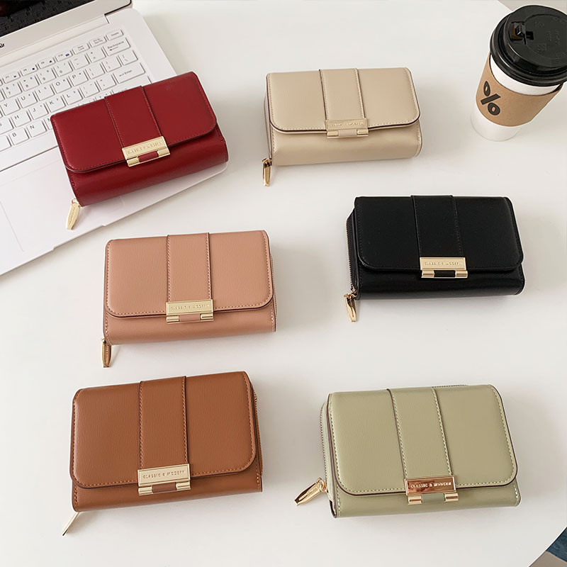 Ví nữ bằng da PU Khóa tinh tế Có thể gập lại Hộp đựng nhiều thẻ Ví tiện lợi