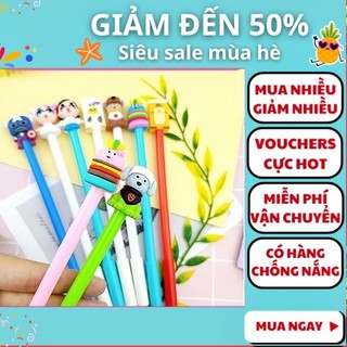 Combo 20 bút bi nước xanh kèm túi đựng trong suốt dễ thương giá rẻ và chất lượng
