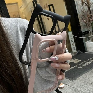 Tai mèo cao cấp (Bánh mì hình tai mèo hấp) Ốp điện thoại di động trong suốt cho iPhone 11 12 13 14 15 Pro Max Vỏ mềm PC chống rơi và chống trượt
