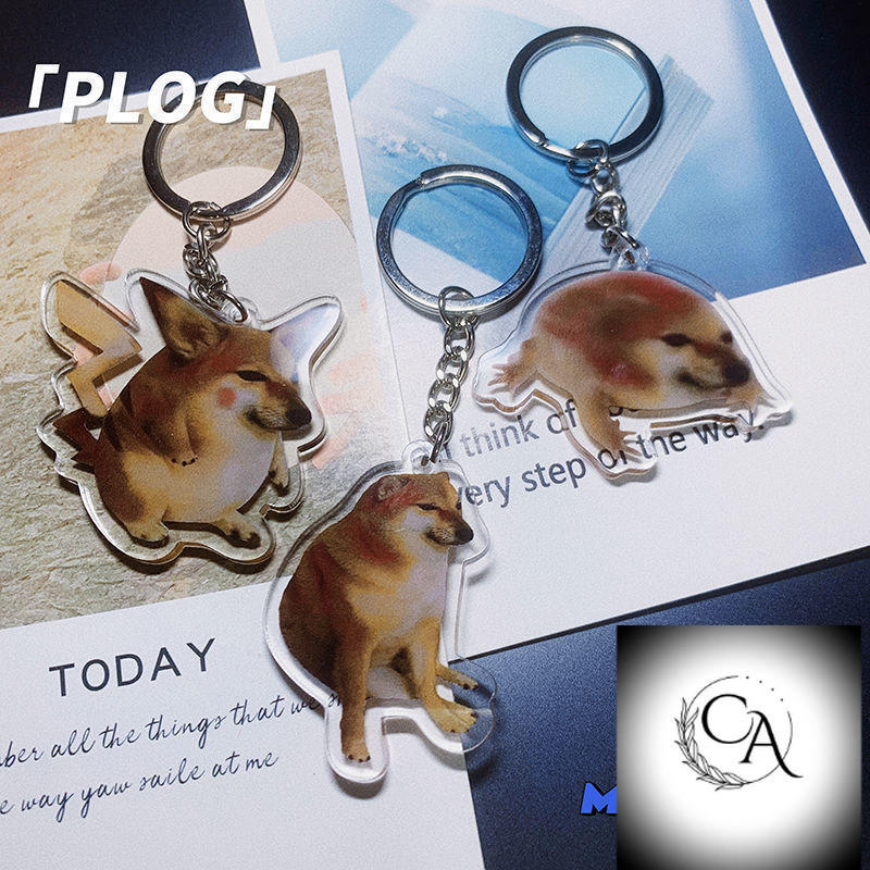 Móc khóa meme chó vàng chó pikachu chó ếch chó vô tri Phụ kiện trang trí túi xách Balo