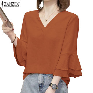Zanzea Áo kiểu dáng rộng cổ tròn dáng rộng 3 / 4 kiểu Hàn Quốc dành cho nữ