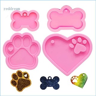 Redd 4 Chó Xương Móc Khóa Nhựa Khuôn DIY Khuôn Silicon Handmade Trang Sức Mặt Dây Chuyền Móc Khóa Nhựa UV Epoxy Khuôn