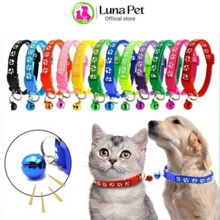Combo Vòng cổ lục lạc hoạ tiết dấu chân cho chó mèo LunaPet