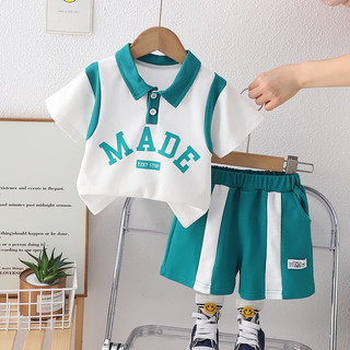 Bộ áo thun ngắn tay cho bé trai Áo thun cổ bẻ Áo Denim Quần Short thường ngày mùa hè cho trẻ em Bộ trang phục