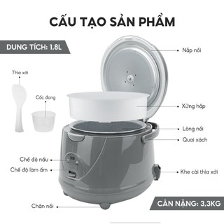 Nồi Cơm Điện LEBEN LANG 1.8L 700Watt - LBL1936