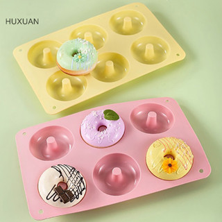 Huxuan 1 6 Bánh Donut Bánh Khuôn Silicon DIY Nhà Bếp Nướng Khuôn Khay Nướng Bánh Donut Làm Kẹo Khuôn Trang Trí Bánh Phụ Kiện RFT