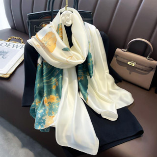 [Tặng Khóa cài] Khăn choàng lụa Satin CAo Cấp đi biển, Khăn quàng cổ, Choàng chống nắng size 180cm x 90cm KH04