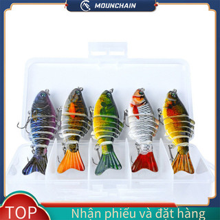 Mounchain 5 Mồi Mồi Mồi Câu Cá Hồi 7 Mồi Bơi Khớp Chìm Chậm Bionic Mồi Bơi Cho Bass Câu Cá
