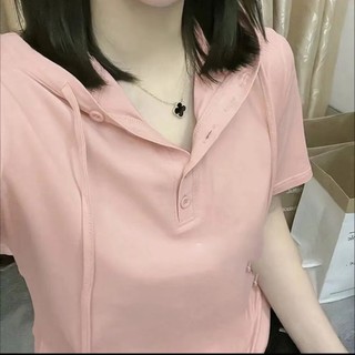 Áo coquette tay ngắn Áo phông Thời Trang Tay Ngắn Có Mũ Trùm Đầu Nữ Phong Cách Mới Rời Bao Bụng Thường Ngày Top Mùa Hè