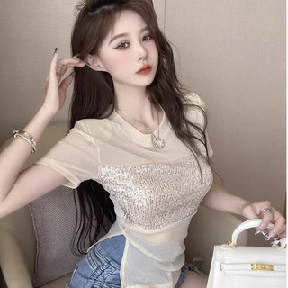 Áo coquette tay ngắn Áo phông Áo thun nữ thiết kế mùa hè Cảm giác thích hợp vai trang trọng Slimer Look All-Match Stitch