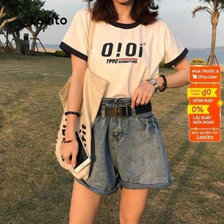 Áo thun trắng Lovito cổ tròn họa tiết in chữ cái thời trang hàng ngày L05107 (màu trắng)
