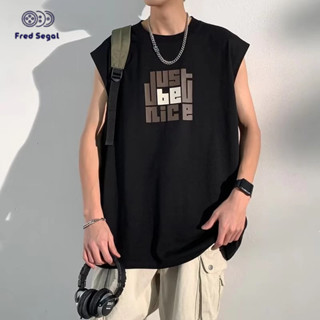 Áo thun bóng rổ nam rộng không tay Fred Segal cotton mỏng không tay của Mỹ