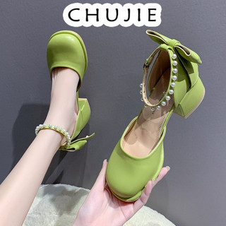 CHUJIE giày cao gót nữ sandal nữ đế cao đi chơi cao gót mũi hở mẫu mới Thể thao và thời trang Điệu đà Đệm êm Đường may tỉ mỉ FGL2440UGA 26Z240627