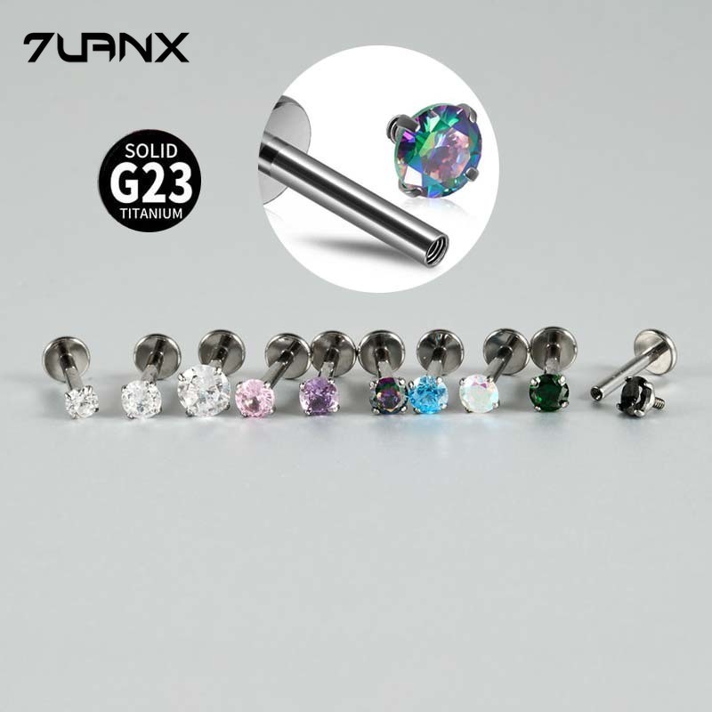 1 Cái G23 Titan với 4 móng vuốt Bông tai Zircon Xoắn Pinna Xuyên 16Gauge Chủ đề bên trong Không gây dị ứng