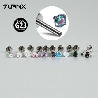 1 Cái G23 Titan với 4 móng vuốt Bông tai Zircon Xoắn Pinna Xuyên 16Gauge Chủ đề bên trong Không gây dị ứng