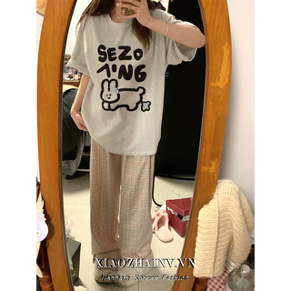 Xiaozhainv 100% Cotton Tay Ngắn Full Vai Hợp Thời Trang Thương Hiệu Áo Thun Nữ Mùa Hè Mới Oversize Rời Thường Ngày Nửa Tay Top